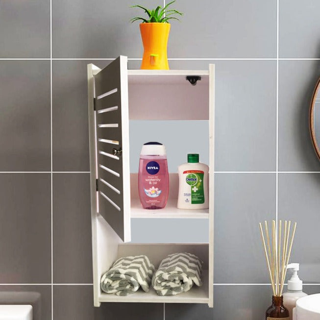 Small & Classy Modern White PVC Wall Mounted Cabinet For Bathroom Essentials By Miza