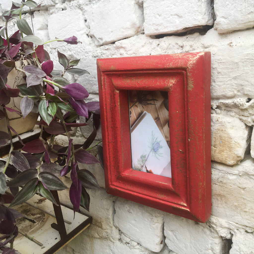 Wooden Red & Green Box Type Modern Painted Mango wood Photo Frame By HMF