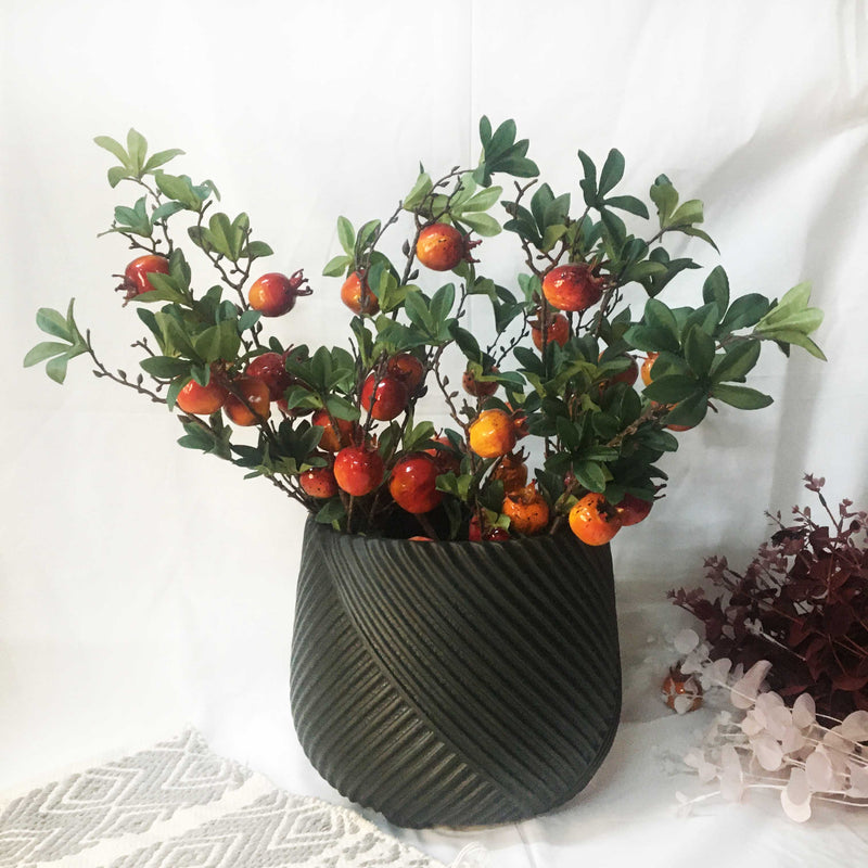 Large Matt Black Rib Design Planter For Indoor Or Outdoor