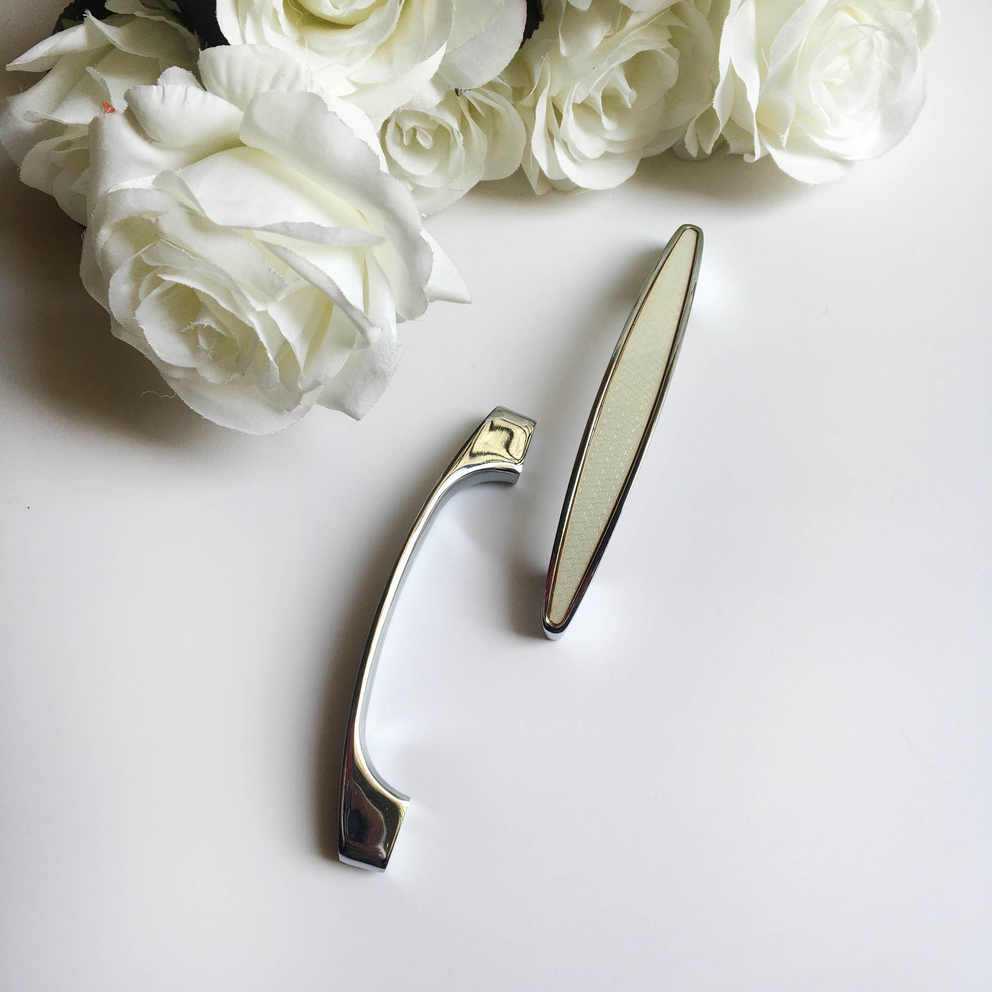Arc Shape Hexagonal Pattern Metal Silver Tone Door/Cupboard Pull Handle 1Pc By DH