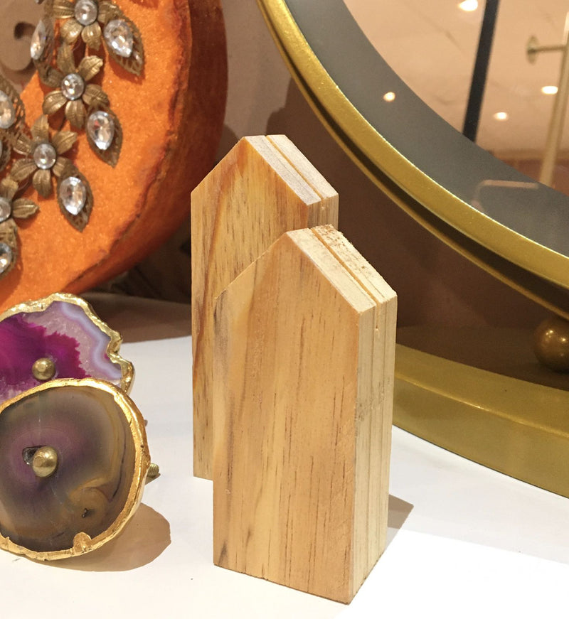 Wood Photo Stands/Place Card Holder/Little Wood House Desk Accessory Set Of 2 By Miza