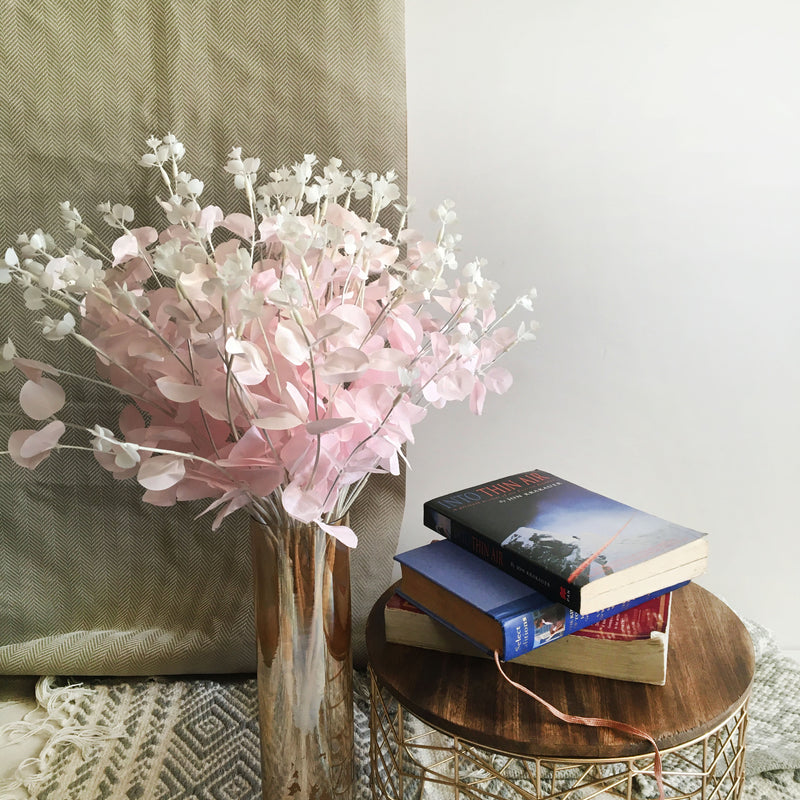 Artificial Eucalyptus Pink Flower Bunch