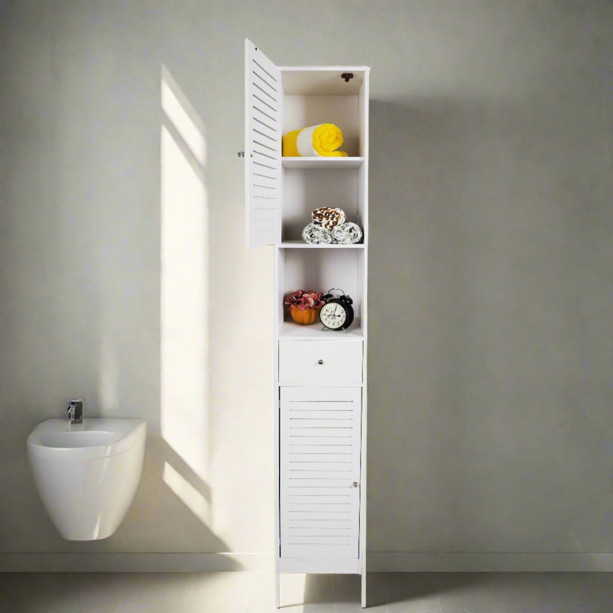 Tall Storage 6 Feet Vanity PVC Bathroom Cabinet For Bathroom & Toilet Essential By Miza