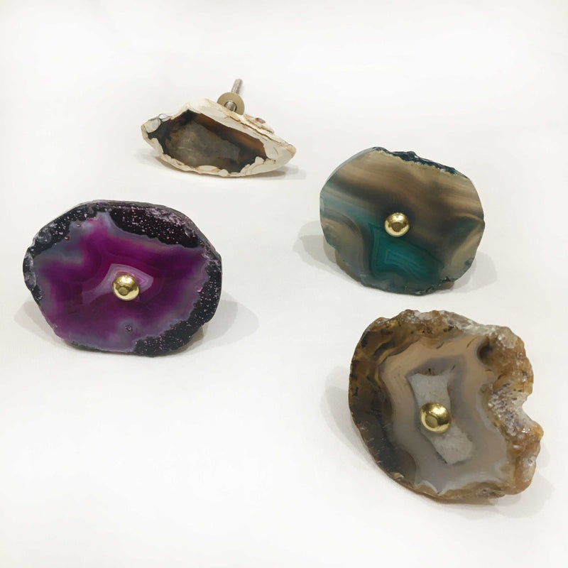 Assorted Agate Stone Cabinet Knobs With Or Without Electrical Plate Drawer Pull 1Pc
