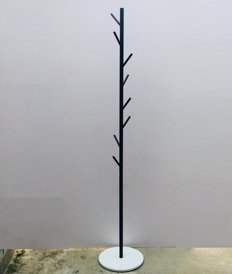 Nordic Style Tree Shaped Coat Stand With Wooden Base With 8 Hangers