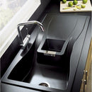 Nirali Elara WB 1.5 Quartz Single Bowl Kitchen Sink in Onyx Finish Without Drainboard PVC Plumbing Connector - peelOrange.com