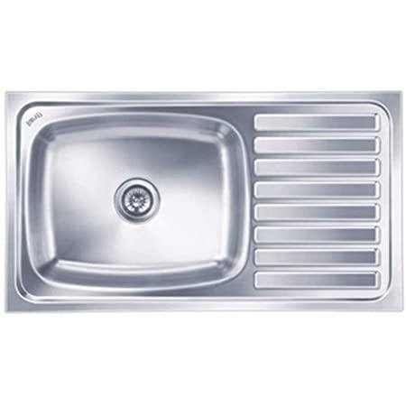Nirali Elegance Ultra Kitchen Sink in Stainless Steel 304 Grade + PVC Plumbing Connector - peelOrange.com