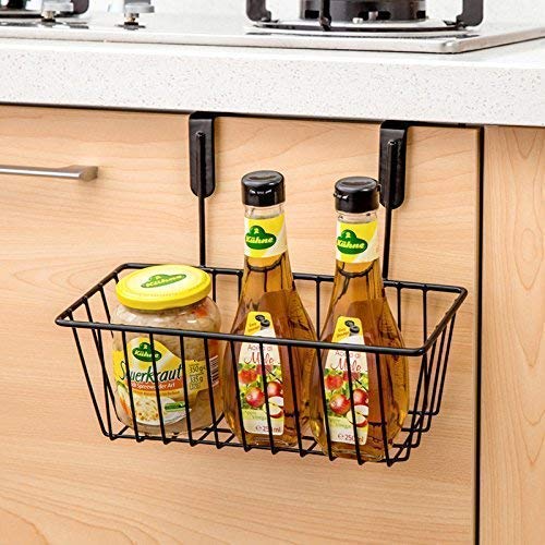 Wall-Mounted Go Hooked Black  Metal Wire Multipurpose Over Door Basket By AK
