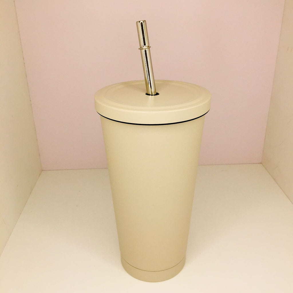 Portable Coffee Cup 304 Stainless Steel Large Capacity Flask Tumbler Glass with Steel Straw Stainless Steel Water Bottle Iced Travel Mug