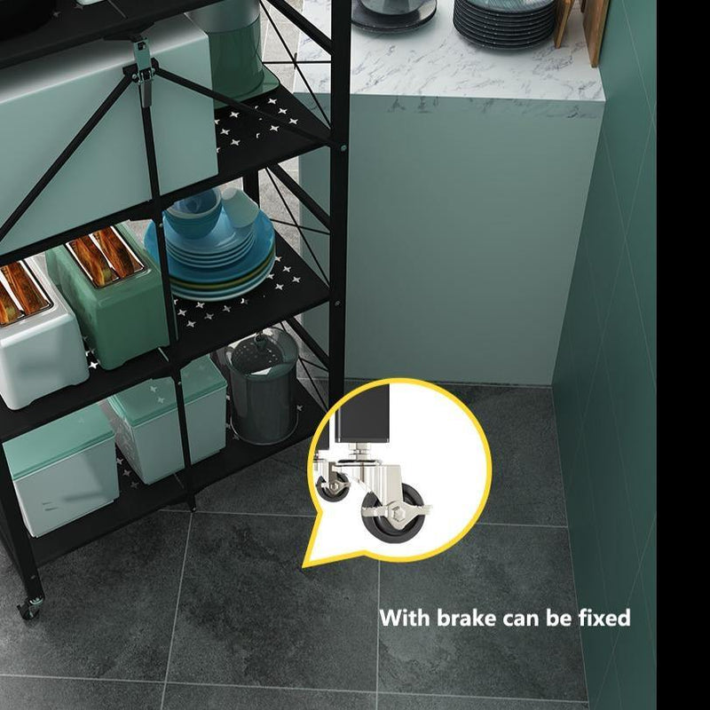Carbon Steel Kitchen Shelf Floor Standing Multi-Layer Foldable Kitchen –