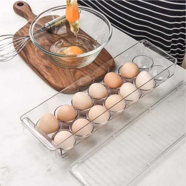 OnDisplay Stackable Acrylic Gravity Egg Tray Holder for Fridge - Food-Safe  PET Refrigerator Storage Bin for Eggs - Vandue
