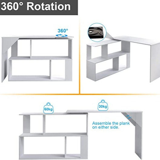 Folding Rotating L - Shaped Corner Desk/Computer Table For Office & Home By Miza