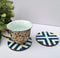 Triangle Design Tea Cup Coasters Set of 6 With Case In Resin & Wood