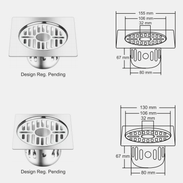 Nirali Benito Floor Drain In Stainless Steel 304 Grade - peelOrange.com