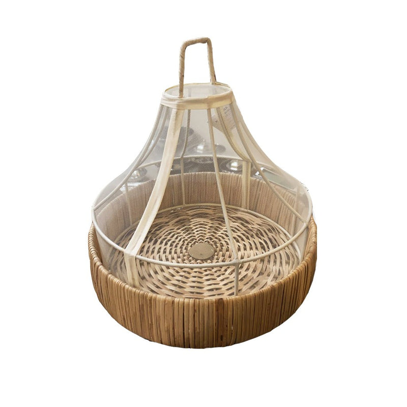 Hand Woven Fruit/Vegetable/Chapati/Breads Serving Dustproof Baskets In Bamboo & Net