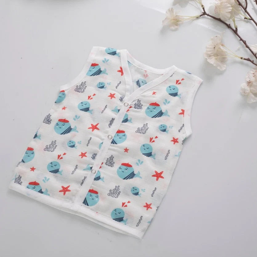 Jabla/Vest Button Type Muslin Cloth For Baby Multi Printed Pack Of 5 By MM