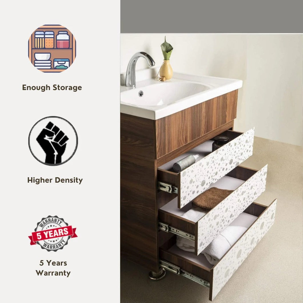 Dominant Brown With Bubble Print Washbasin Vanity Cabinet With Mirror ( Model - 7002 ) By TGK
