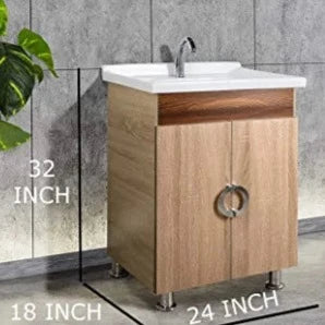 Sonoma Oak Light Plywood Vanity Washbasin Cabinet With Mirror ( MODEL - 2010 ) By TGK
