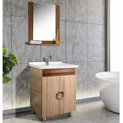 Sonoma Oak Light Plywood Vanity Washbasin Cabinet With Mirror ( MODEL - 2010 ) By TGK