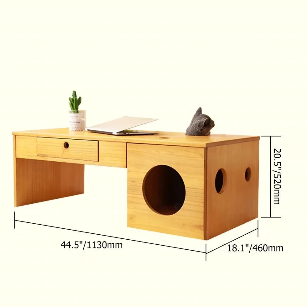 Rectangular Coffee Table With Drawer & Cat/Dog House By Miza