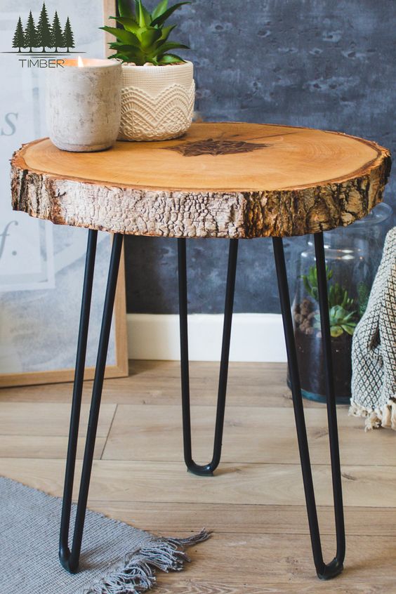 Mid Century Coffee Wood Table/Rustic Bedside Table By Miza