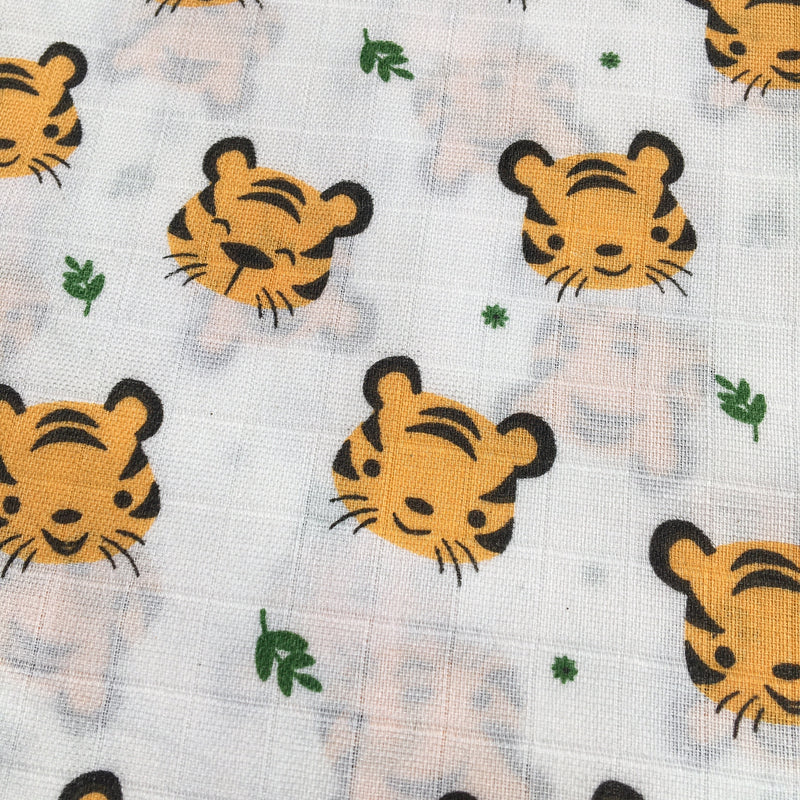 Cute Tiger Random Printed Muslin Swaddle Blanket For Baby By MM - 1 Pc