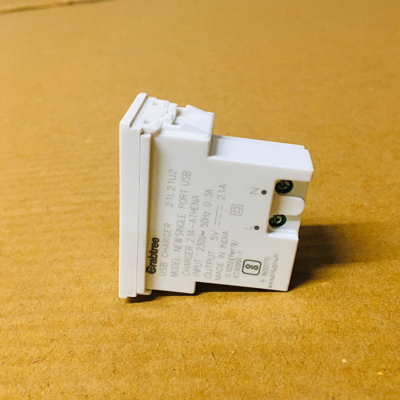 Havells Crabtree Athena New Single Port USB Charger 2.1 A (1 M) -1 Pc