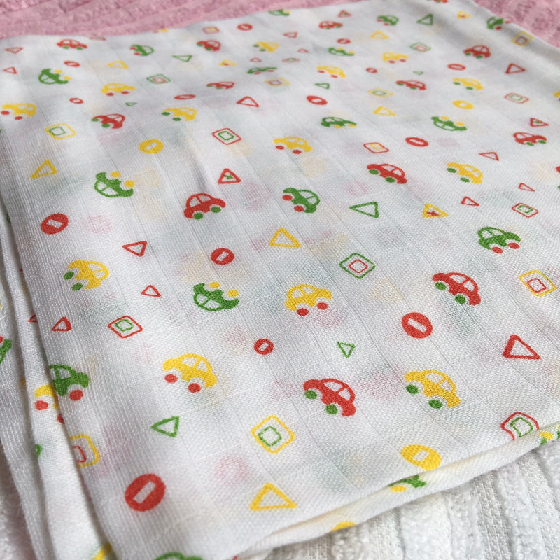 Mini Car Random Printed Muslin Swaddle Blanket For Baby By MM - 1 Pc