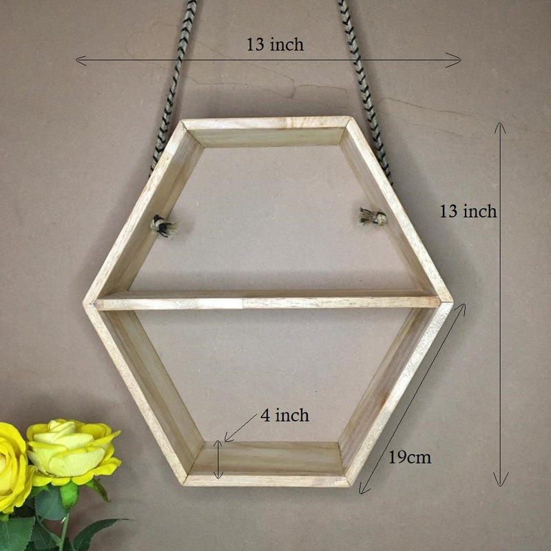 Geometric/Hexagonal Handmade Shelf ( With Complementary Coaster ) By Miza