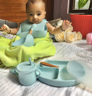 Round Design Eco-Friendly Baby Silicone Bibs Dinner Plate/Feeding Set By CN