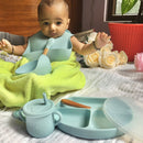 Round Design Eco-Friendly Baby Silicone Bibs Dinner Plate/Feeding Set By CN