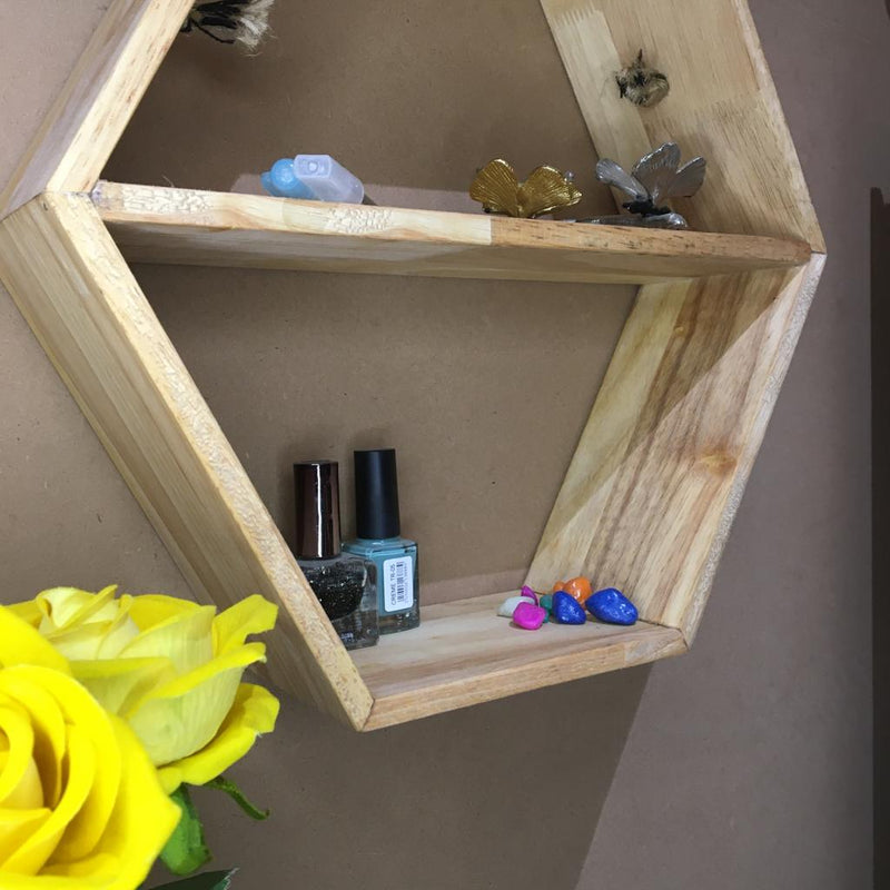 Geometric/Hexagonal Handmade Shelf ( With Complementary Coaster ) By Miza