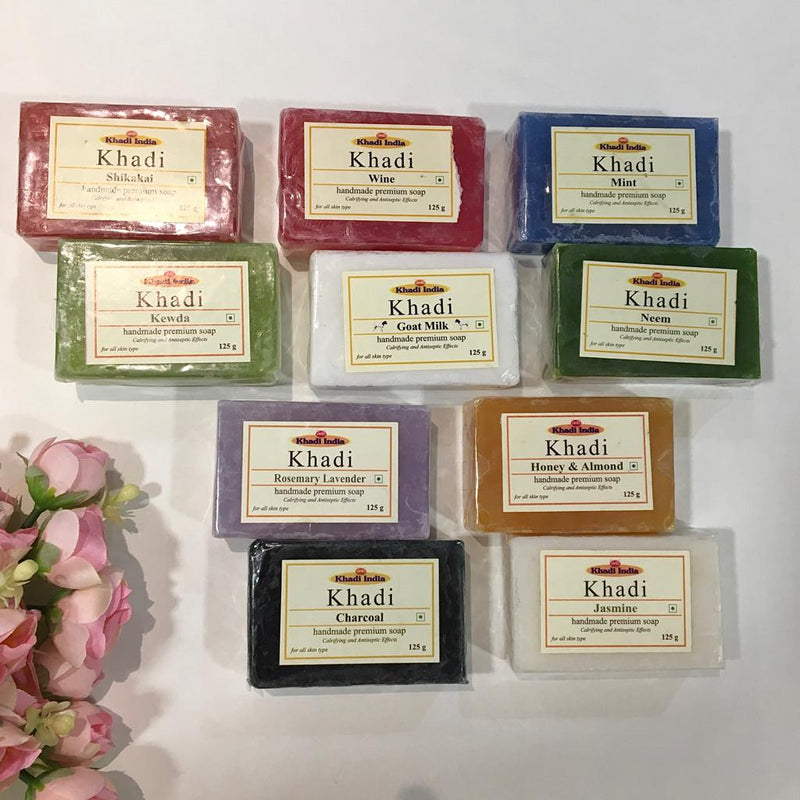 Khadi India ( Pack Of 10 ) Skin & Body Herbal Pure Ayurvedic Soaps Random Soaps