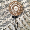 Round Shaped Wooden Engraved Wall Cloth Hooks Random Style By MUC
