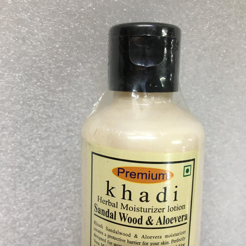 Khadi India Natural Herbal Sandalwood Aloe Vera Lotion/Moisturizer 210ml