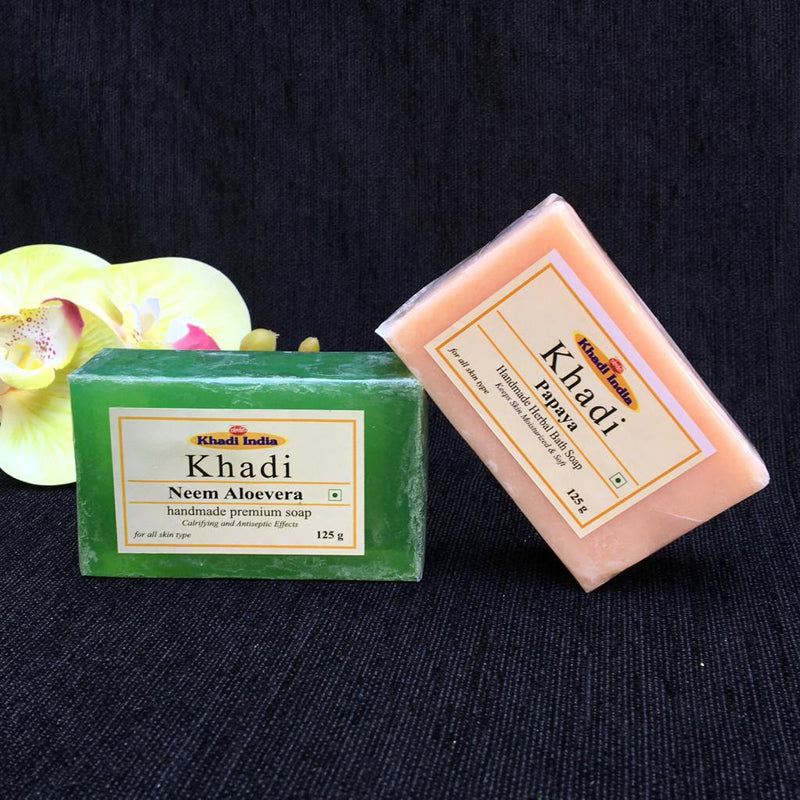 Khadi India ( Pack Of 3 & 10 ) Premium Herbal Red Wine/Neem Aloe Vera/Papaya Soap