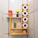 Wooden Organizer Paper Roll Shelf With Multi Utility Wall Shelf ( With Complementary Coaster ) By Miza