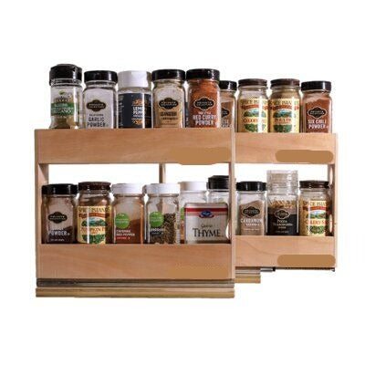 Sliding Kitchen Wooden Spice/Condiment Rack One Slide With 28 Bottles By Miza