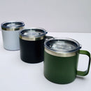 Double Wall 304 Stainless Steel Insulated Mugs with handles & lids coffee mug With Steel Straw 480 ML