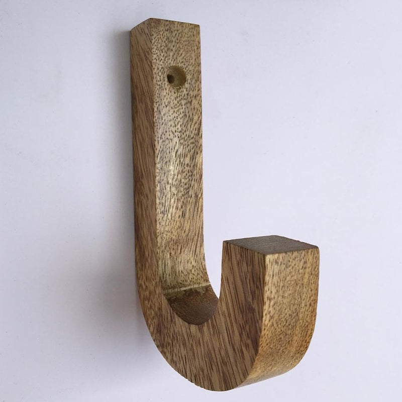 J - Shape Wall Mounted Coat Wooden Hook/Hat Hook - 1 Pc By MUC