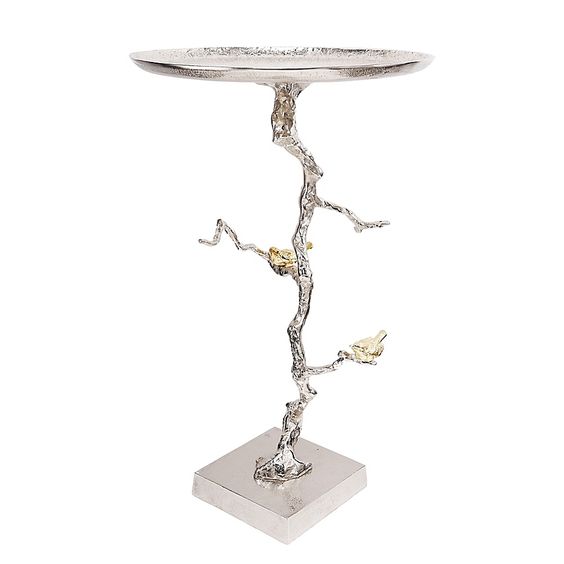 Aluminium Welling Demilune Side Table In Tree Branch and Bird Design By Fita