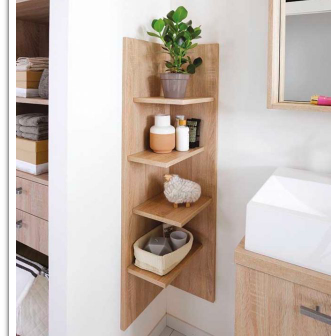 Corner Wooden Shelf For Bathroom/Kitchen/Home ( With Complementary Coaster ) By Miza