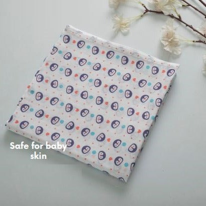 Penguin Random Printed Muslin Baby Swaddle Blanket By MM - 1 Pc