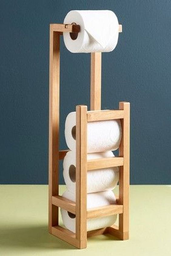Stylish Wooden Toilet Paper Holder Rack By Miza