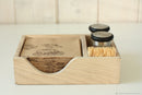 Wooden Tissue & Napkin Holder With Salt Pepper Sprinkler Organizer ( With Complementary Coaster ) By Miza