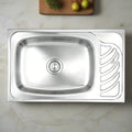 Nirali Eureka Single Bowl Kitchen Sink in Stainless Steel 304 Grade + PVC Plumbing Connector - peelOrange.com