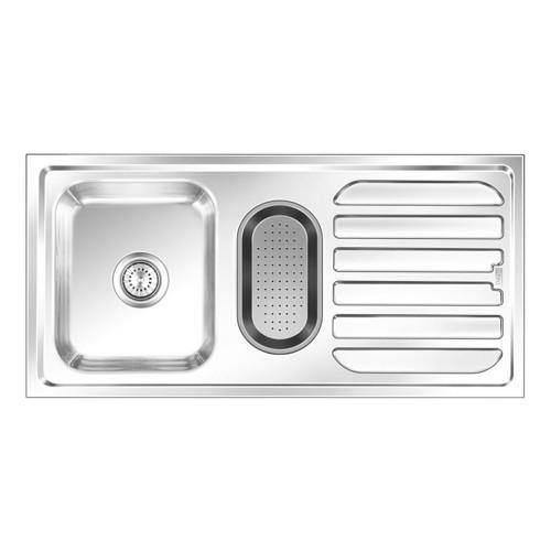 Nirali Fabulous Stainless Steel Single Bowl Kitchen Sink in 304 Grade With Veg Bowl + PVC Plumbing Connector - peelOrange.com