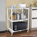 Carbon Steel Kitchen Shelf Floor Standing Multi-Layer Foldable Kitchen Rack Organizer