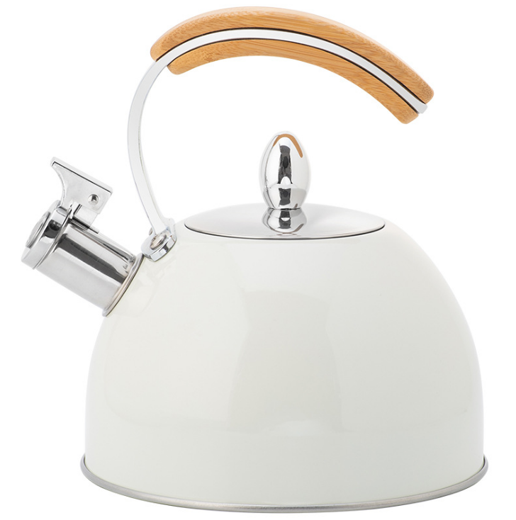 Stainless Steel Whistle Tea Kettle  Whistle Boiling Water Kettle For Induction & Gas Stove (Wood Handle) 2.5L