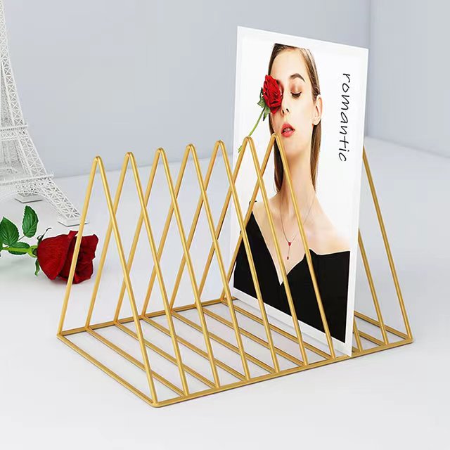 Triangle Shaped Decorative Metal Desktop Magazine Holder 1pc By Fita